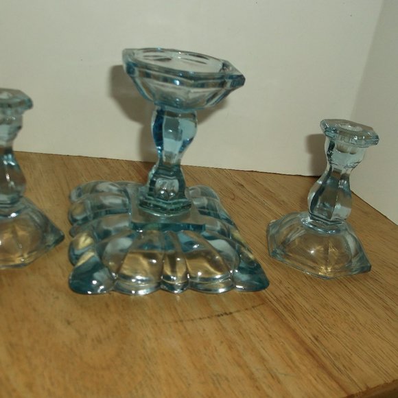 None Accents Vintage 3 Pc Set Ice Blue Candle Holders Poshmark